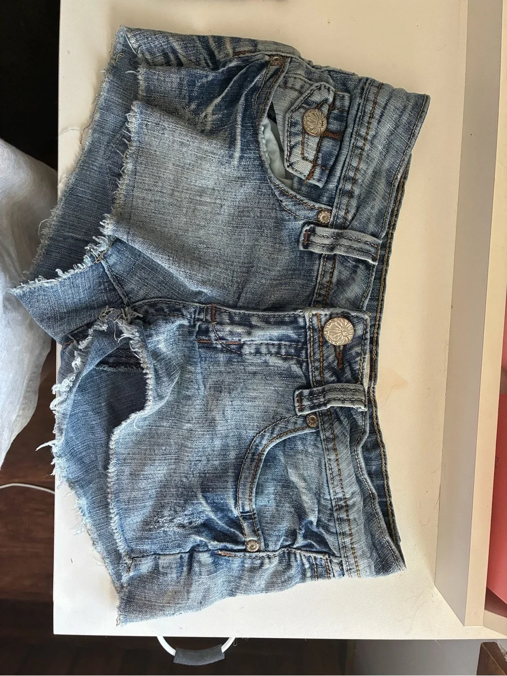 Wildflowers Distressed Light Blue Denim Shorts